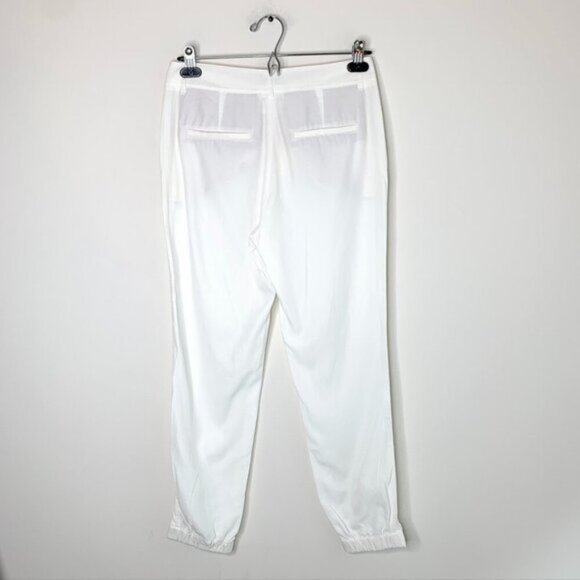 Aritzia Babaton Pants Straight Skinny Leg cuffed ankle Off white Tapered Trouser - Picture 16 of 16